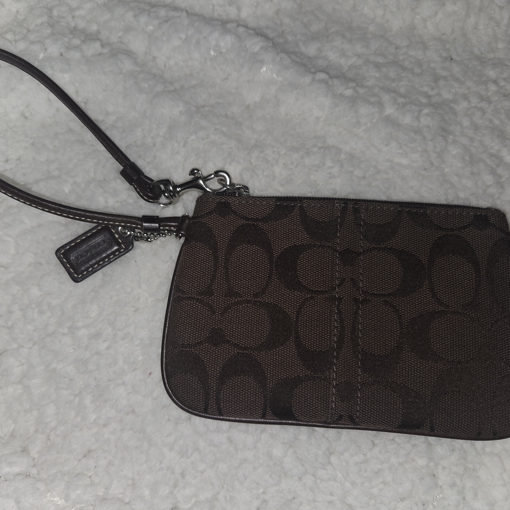 Coach Brown Signature Wristlet